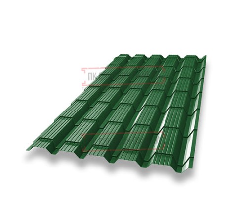 Металлочерепица Квадро профи RAL6002 Полиэстер-0,45