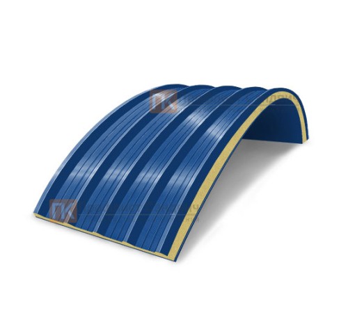Сэндвич-панели арочные с пенополиуретаном, ширина 1200 мм, толщина 100 мм, 0.5/0.5, RAL5005