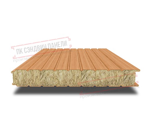 Сэндвич панели стеновые с минеральной ватой, ширина 1000 мм, толщина 200 мм, 0.5/0.5, дуб