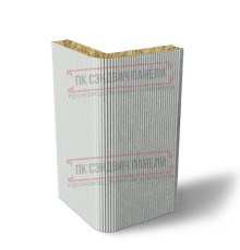 Угловая сэндвич-панель вертикальная из минеральной ваты, 0.5/0.5, ширина 1200 мм, толщина 30 мм, RAL7047
