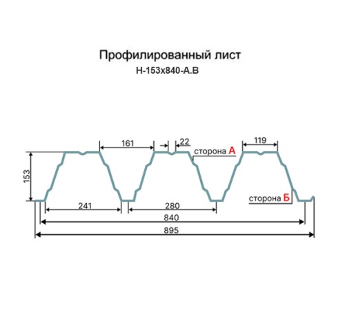 Профнастил Н153-840 RAL9006 Полиэстер-0,8